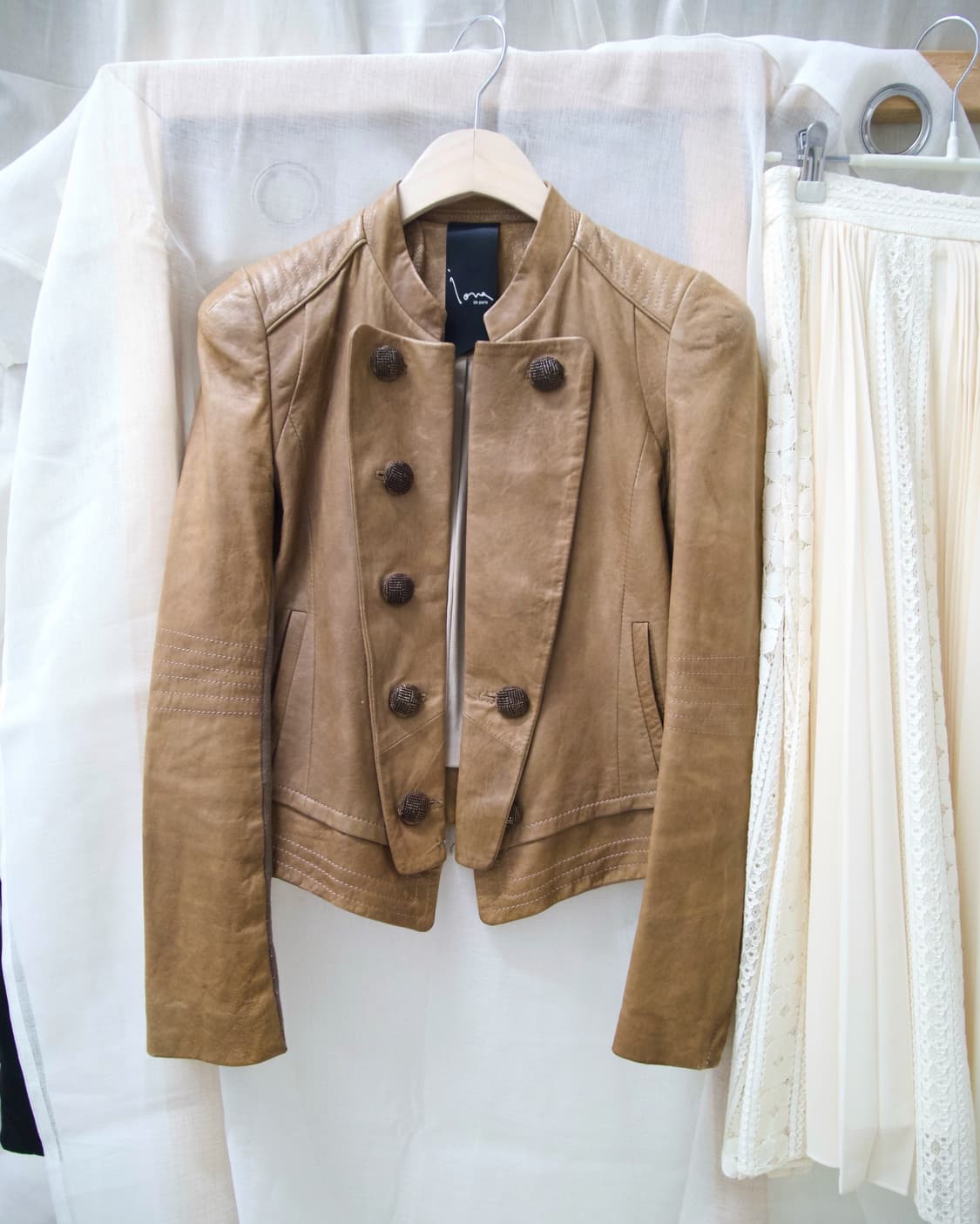 lamb leather stand collar jacket 상품이미지2