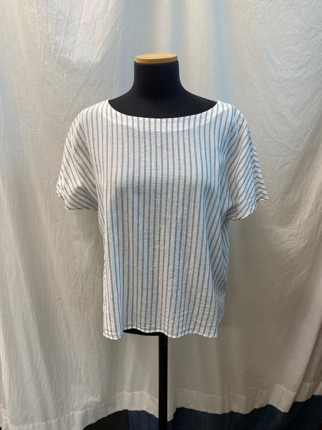 스트라이프 린넨면 반팔블라우스(L) 상품이미지8