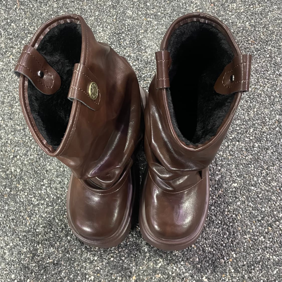 빈티지 y2k 투웨이 양털 브라운 미들 부츠 B3689 상품이미지3