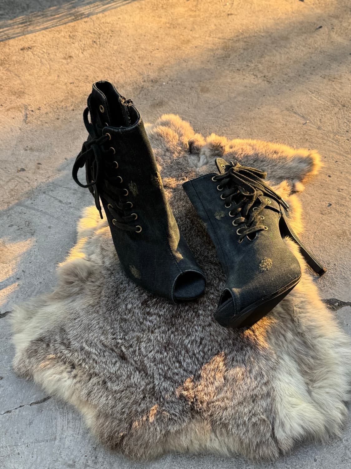 ASH Denim lace up  Ankle Bootie Heels  상품이미지3