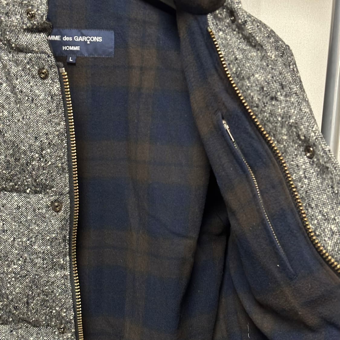 L) 꼼데가르송 옴므 울 트위드 다운 자켓 상품이미지6