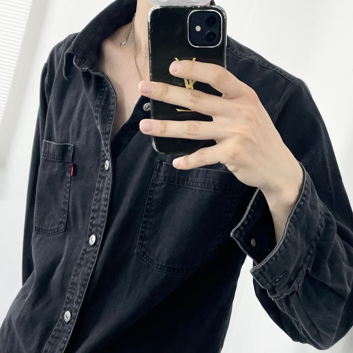 리바이스 흑청 웨스턴 데님 셔츠 상품이미지3