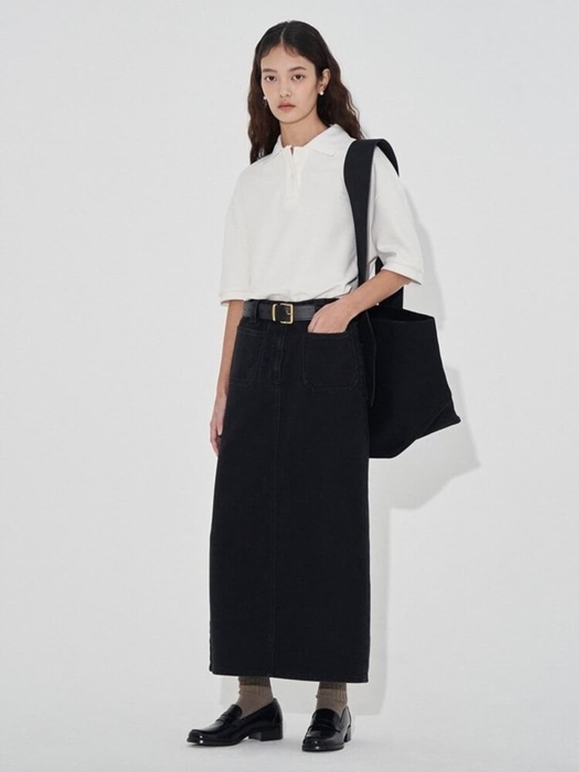 디애퍼처 코튼 미디스커트 블랙 m 상품이미지1
