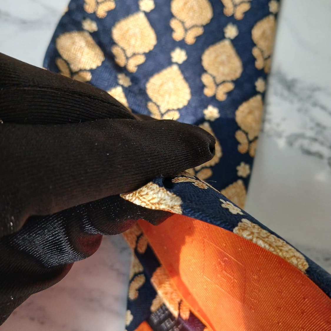 피에르 발망 실크 네이비 패턴 넥타이 10.3cm A~B등급 E864 상품이미지7