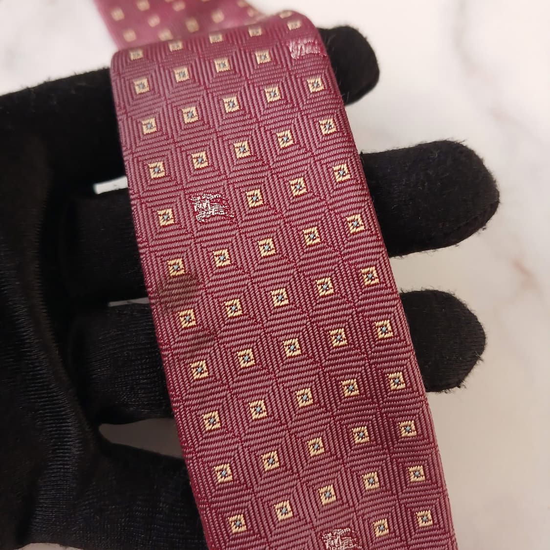 버버리 실크 다크핑크 기마사 자카드 넥타이 9.6cm B등급 A19031 상품이미지8