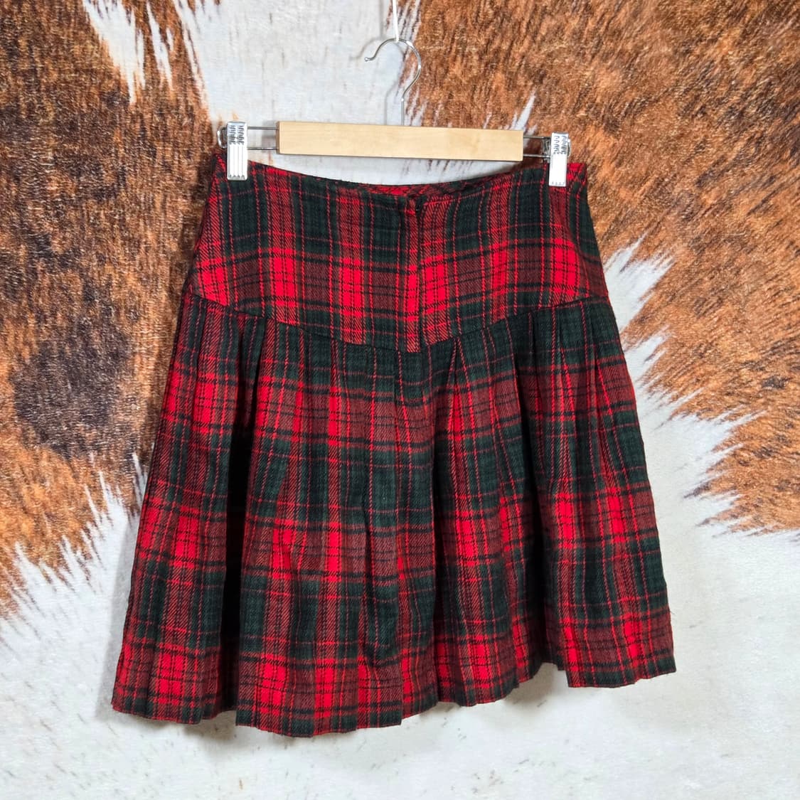 타탄체크 레드 플리츠 미니 스커트 상품이미지4