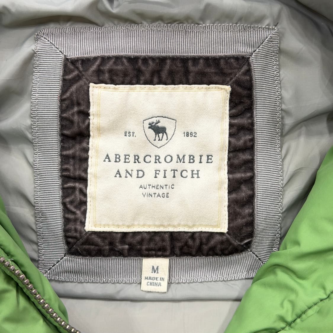 아베크롬비 빈티지 Y2K 퍼 후드 말차그린 연두 패딩조끼 베스트 M 상품이미지4