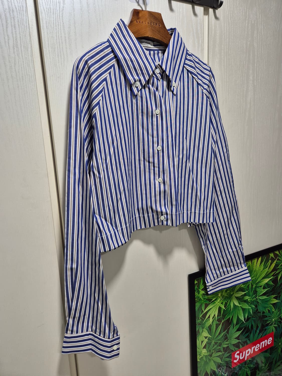 (세일)(새상품) 크롭 스트라이프 셔츠 상품이미지2