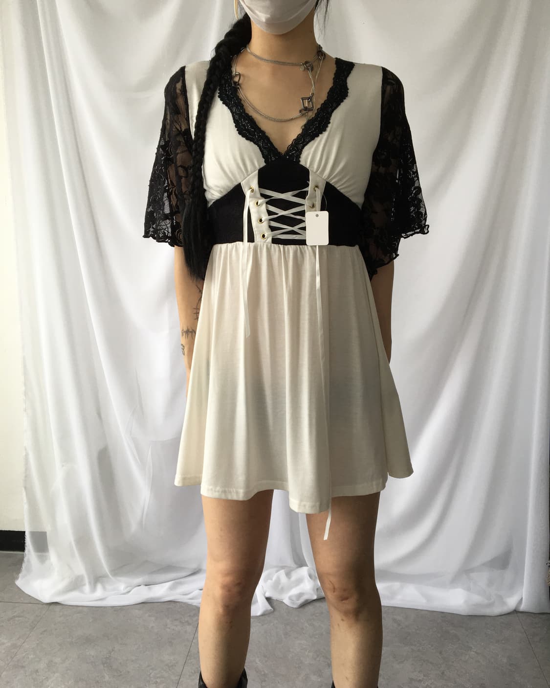 Lace point lace up onepiece 상품이미지1