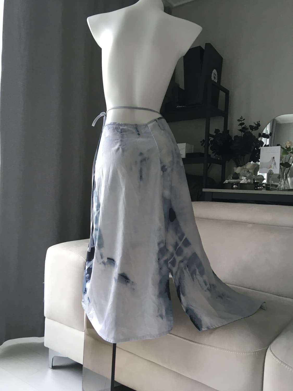 ༒ blue irregular printed wrap skirt 상품이미지2