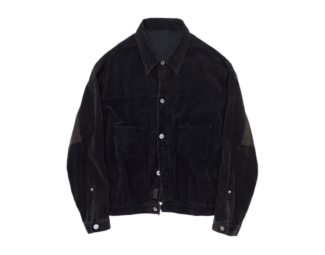 폴리테루 1011 페이즐리 트러커 자켓 코듀로이 다크 퍼플 네이비 상품이미지1