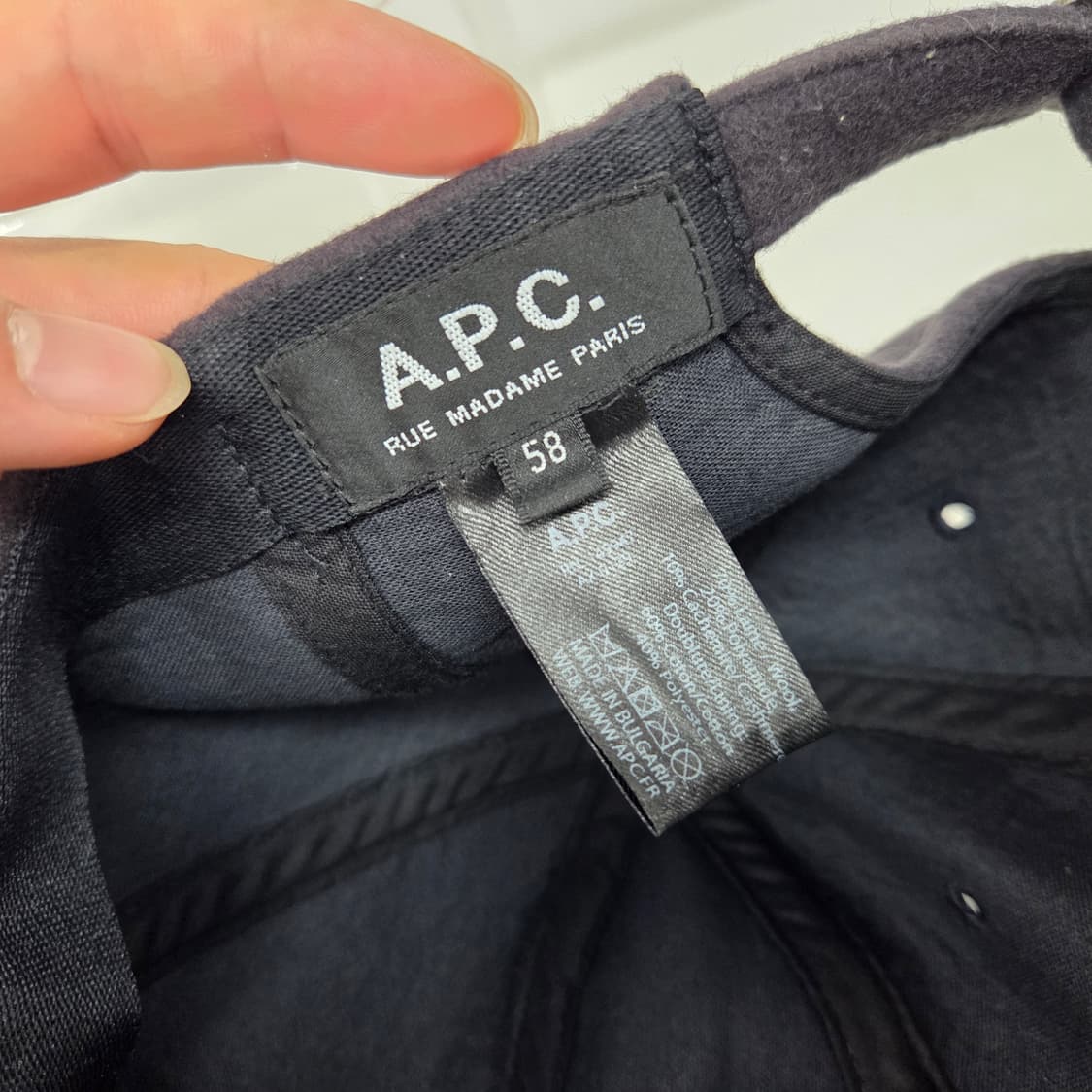 APC 아페쎄 울 캐시미어 볼캡 모자 58 네이비 상품이미지7