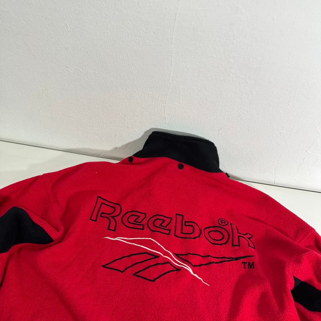 FREE 리복 레드 백로고 올드스쿨 오버핏 후리스 반집업 상품이미지7