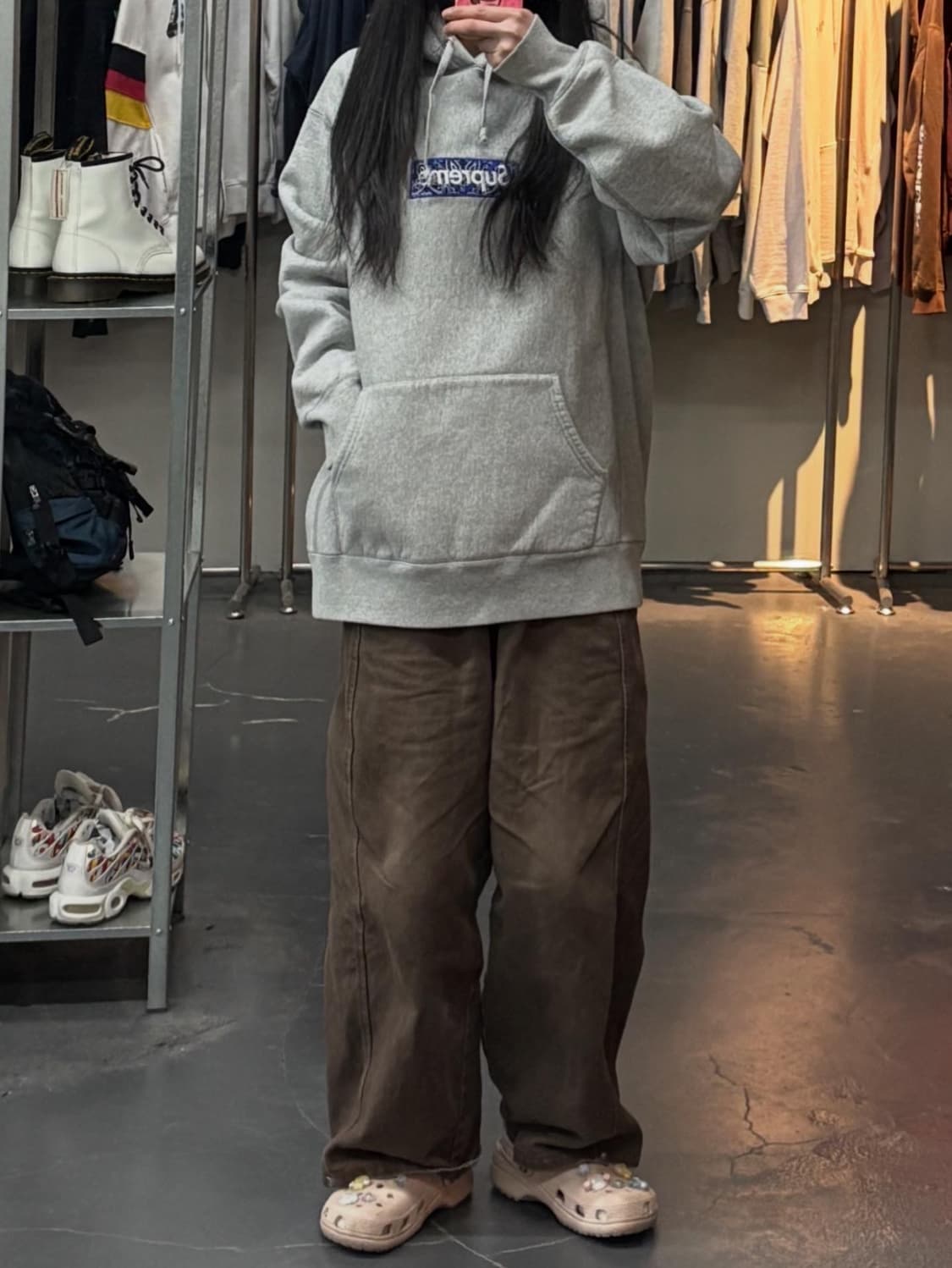 슈프림 반다나 박스로고 헤더 그레이 후드티 A3232 상품이미지1