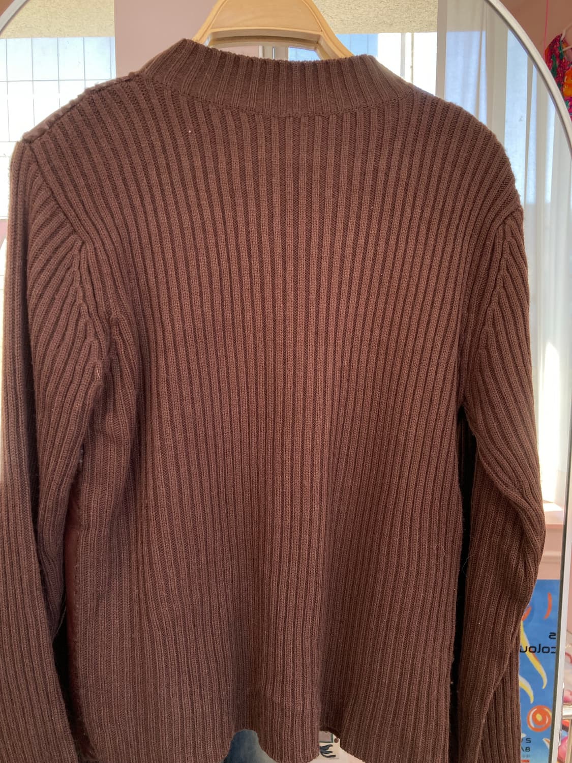 브라운 꽈배기 가죽 니트 상품이미지5