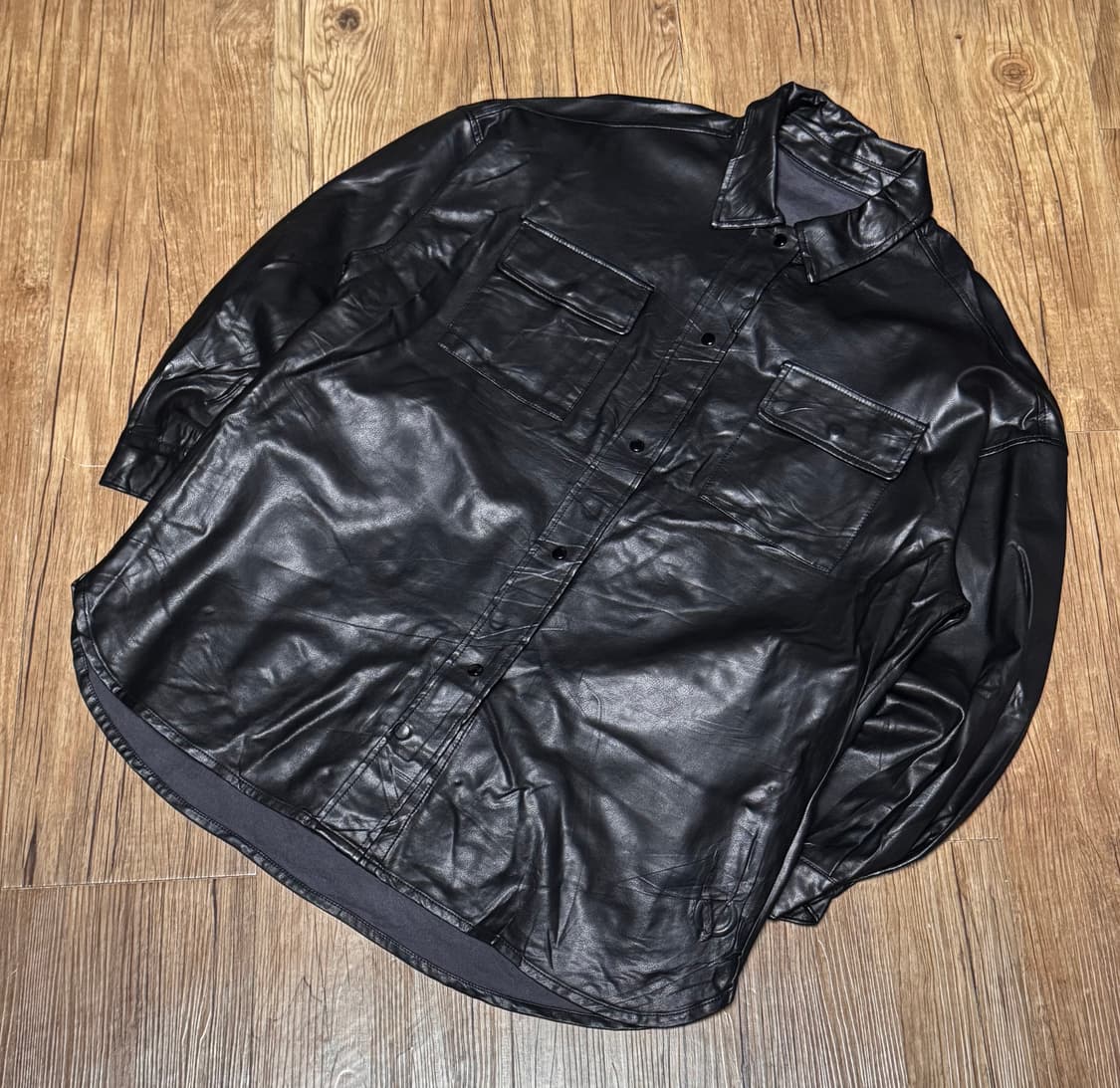 잉그 페이크 레더 버튼 셔츠 자켓 상품이미지1