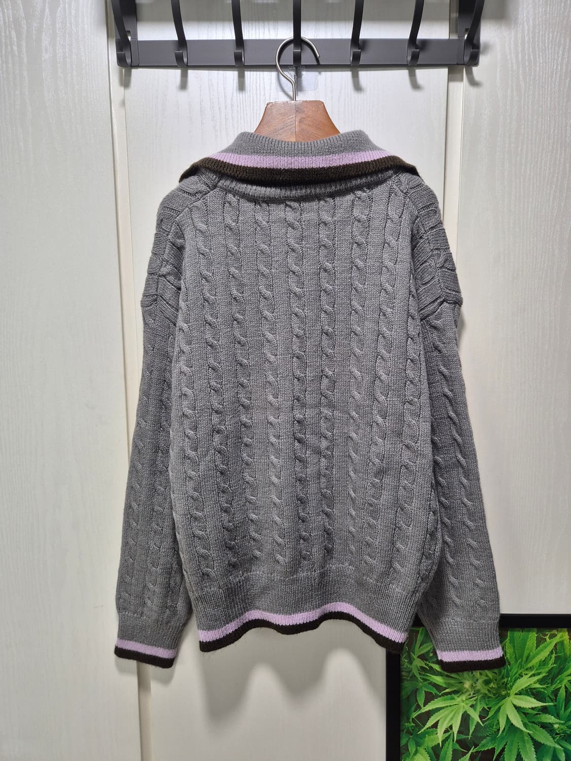카라 케이블 니트 스웨터 그레이 상품이미지10