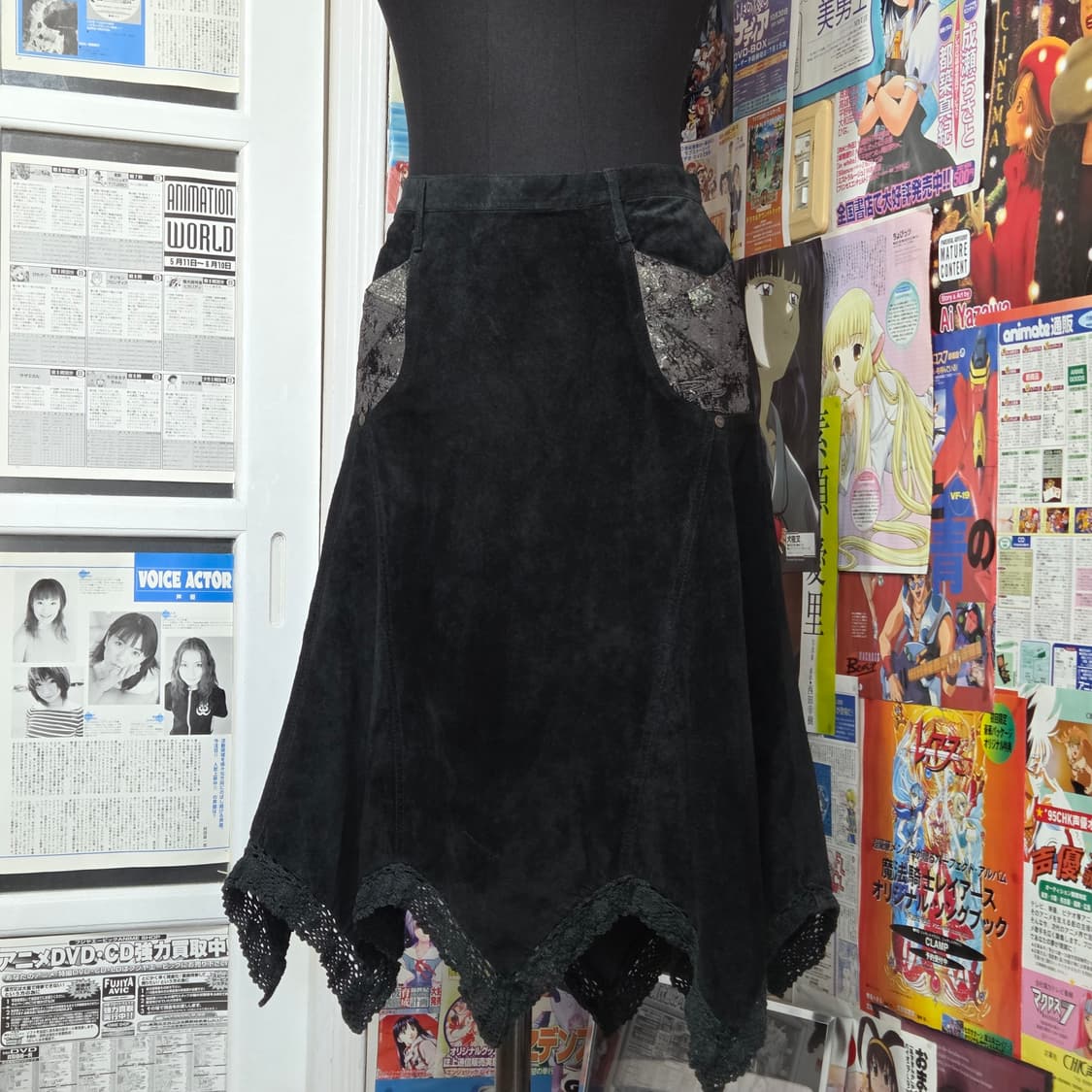 에스닉 그런지 스웨이드 크로쉐 롱스커트 상품이미지1