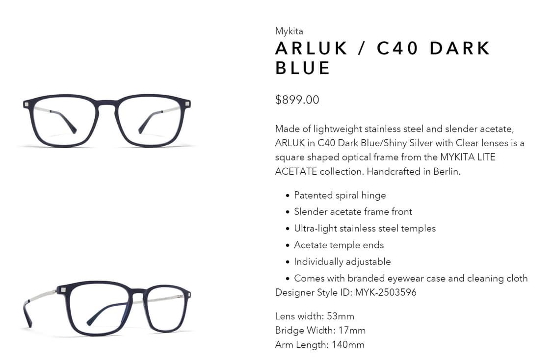 마이키타 MYKITA 독일제 초경량 명품 블랙 안경 0100 상품이미지7