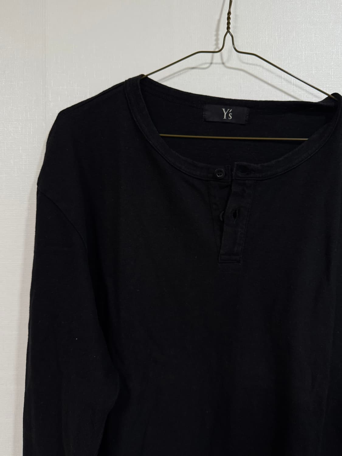 요지야마모토 빈티지 코튼 화이트 패치 헨리넥 롱슬리브 상품이미지1