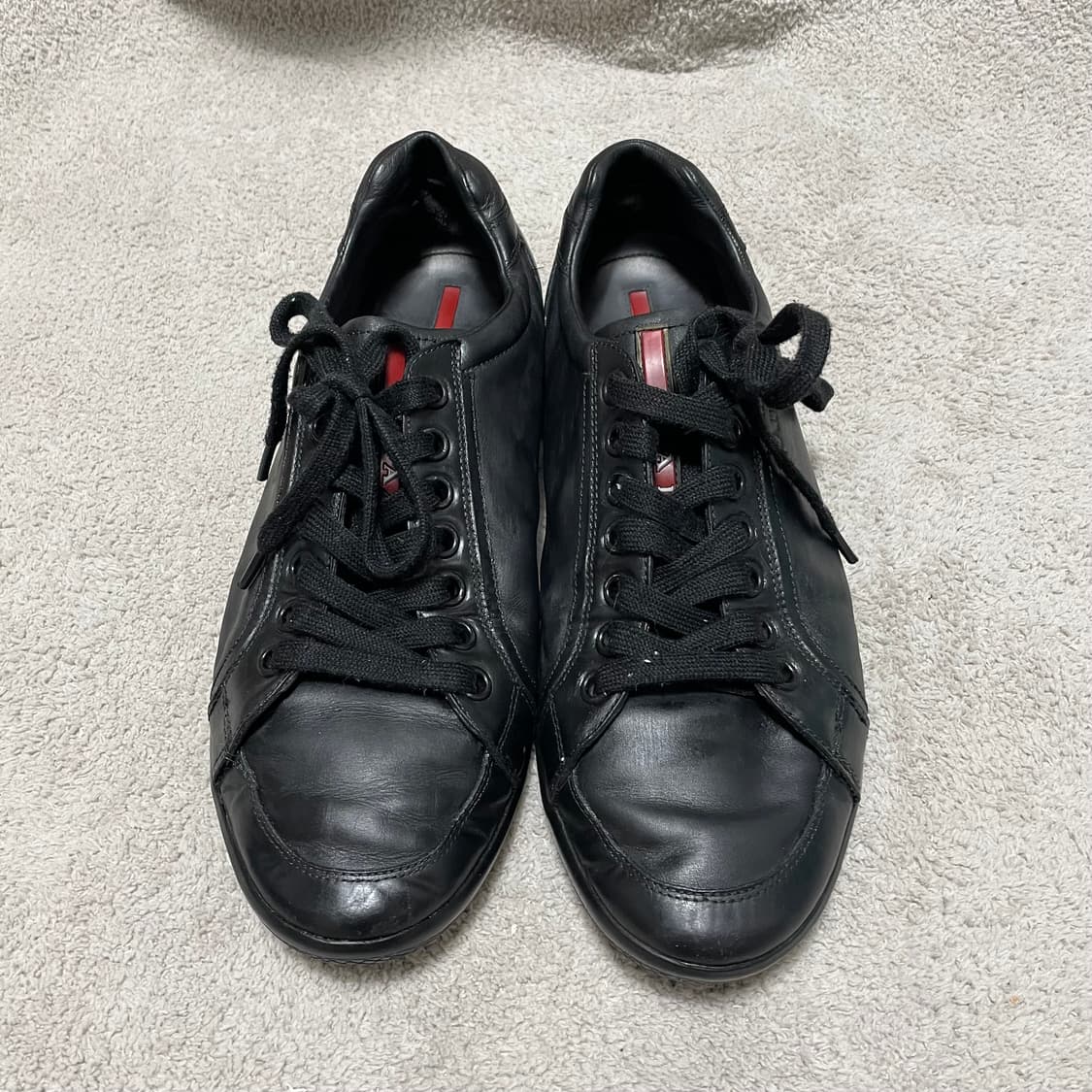 275) 프라다 스포츠 레더 로고 레더 트레이너 스니커즈 신발 상품이미지3