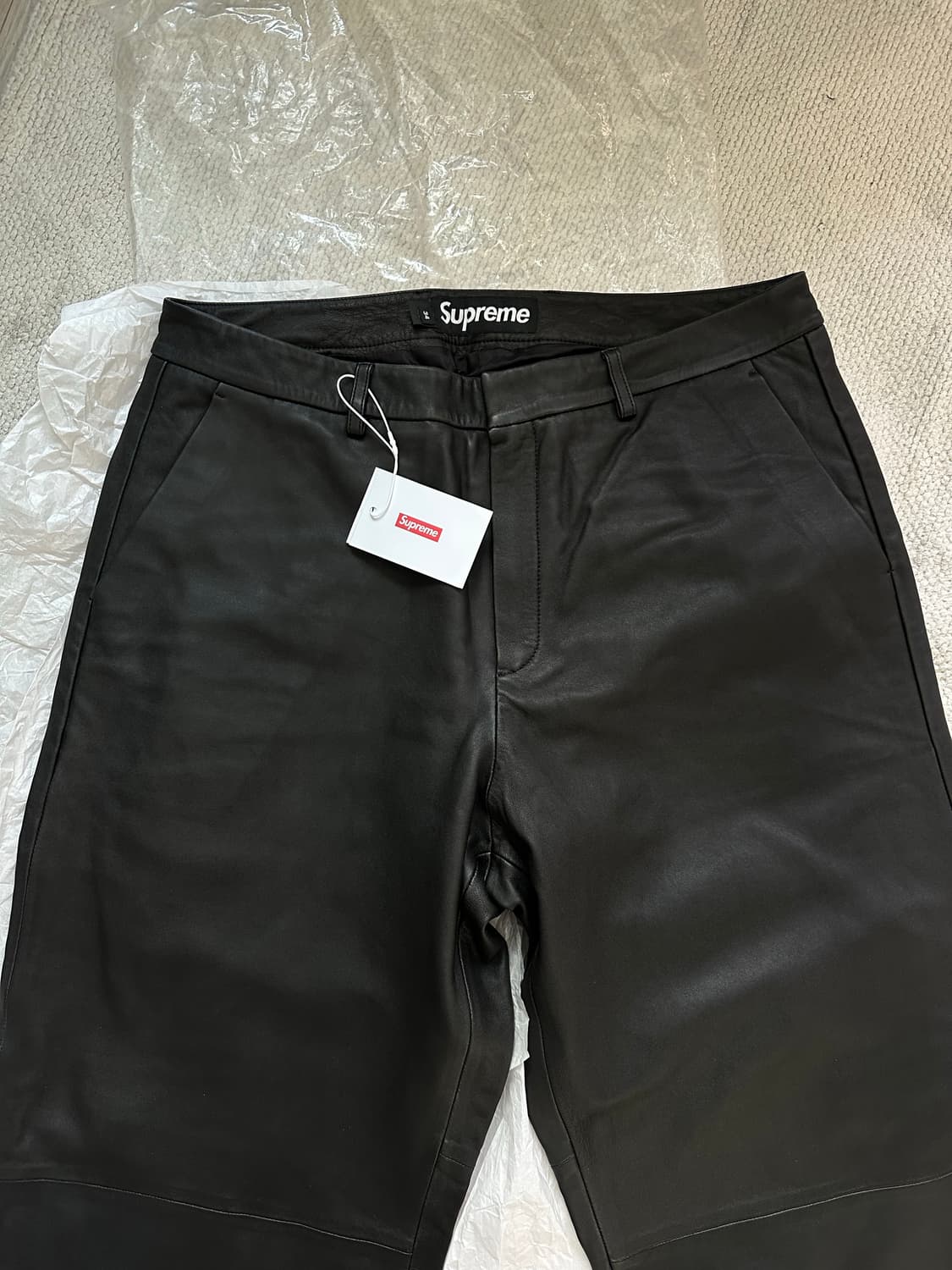 슈프림 레더 트라우저 팬츠 블랙 34사이즈 상품이미지5