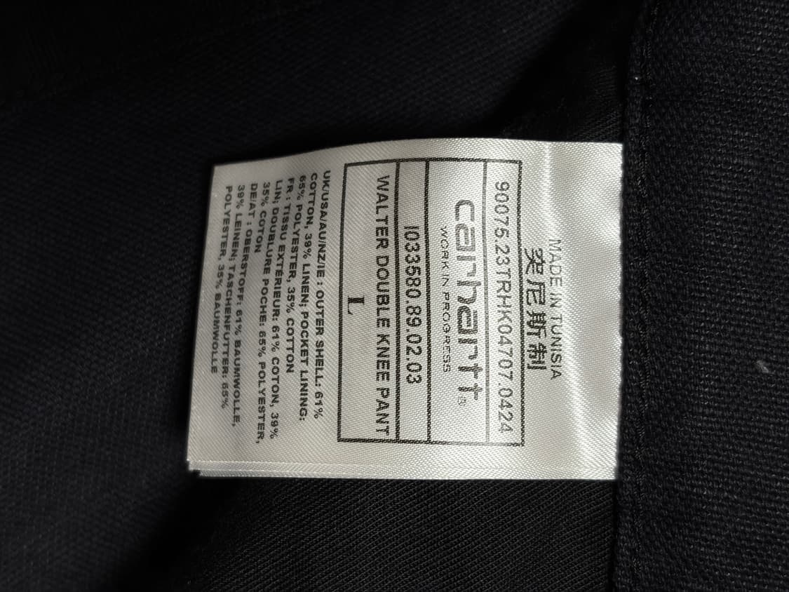 carhartt wip 칼하트 월터 더블니 팬츠 설리번 블랙 린스드 상품이미지5