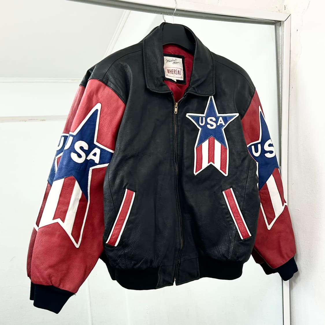 Michael Hoban 소가죽 성조기 봄버 자켓 상품이미지6