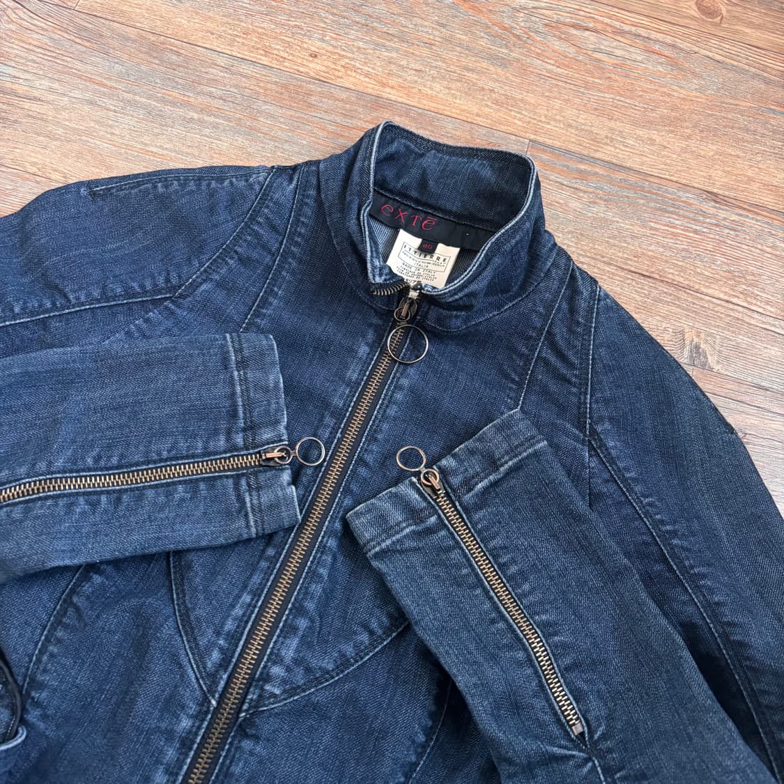 EXTE 엑스떼 여성 S 데님 자켓 스판 바이커 이태리 수입 정품 상품이미지6