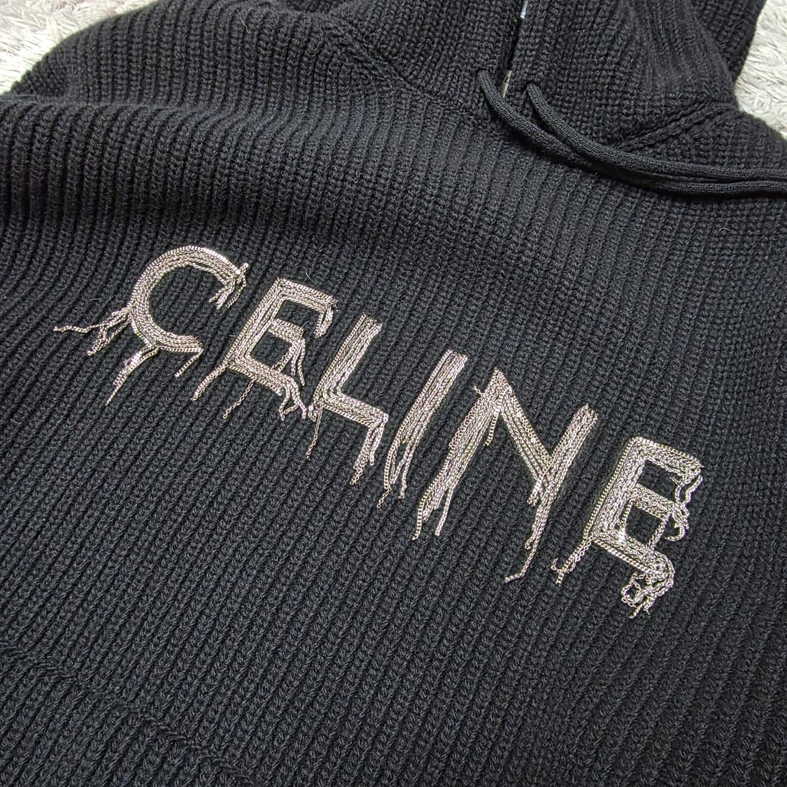 {클로젯}[XL]셀린느 체인로고 리브드 니트 후드티 상품이미지4