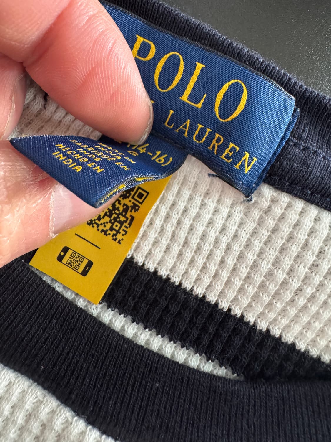 정품인증!! 여성 폴로 랄프로렌 스트라이프 와플 긴팔티 상품이미지5