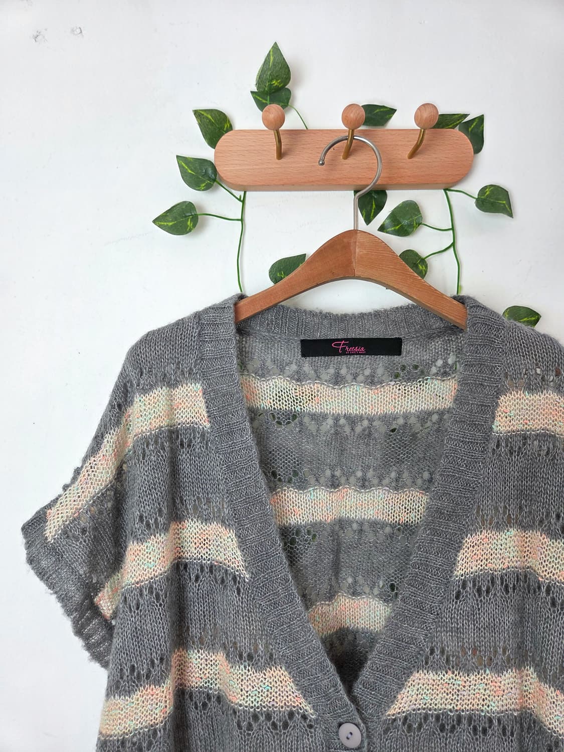 색실 콕콕 스트라이프 베스트 상품이미지2