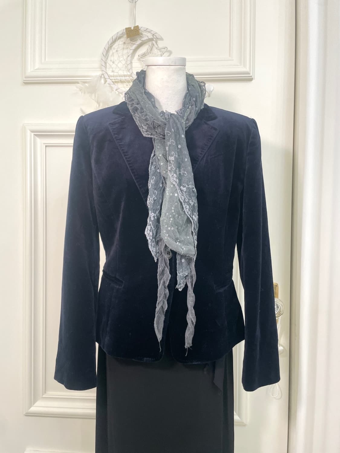 gray lace spangle point scarf 상품이미지1