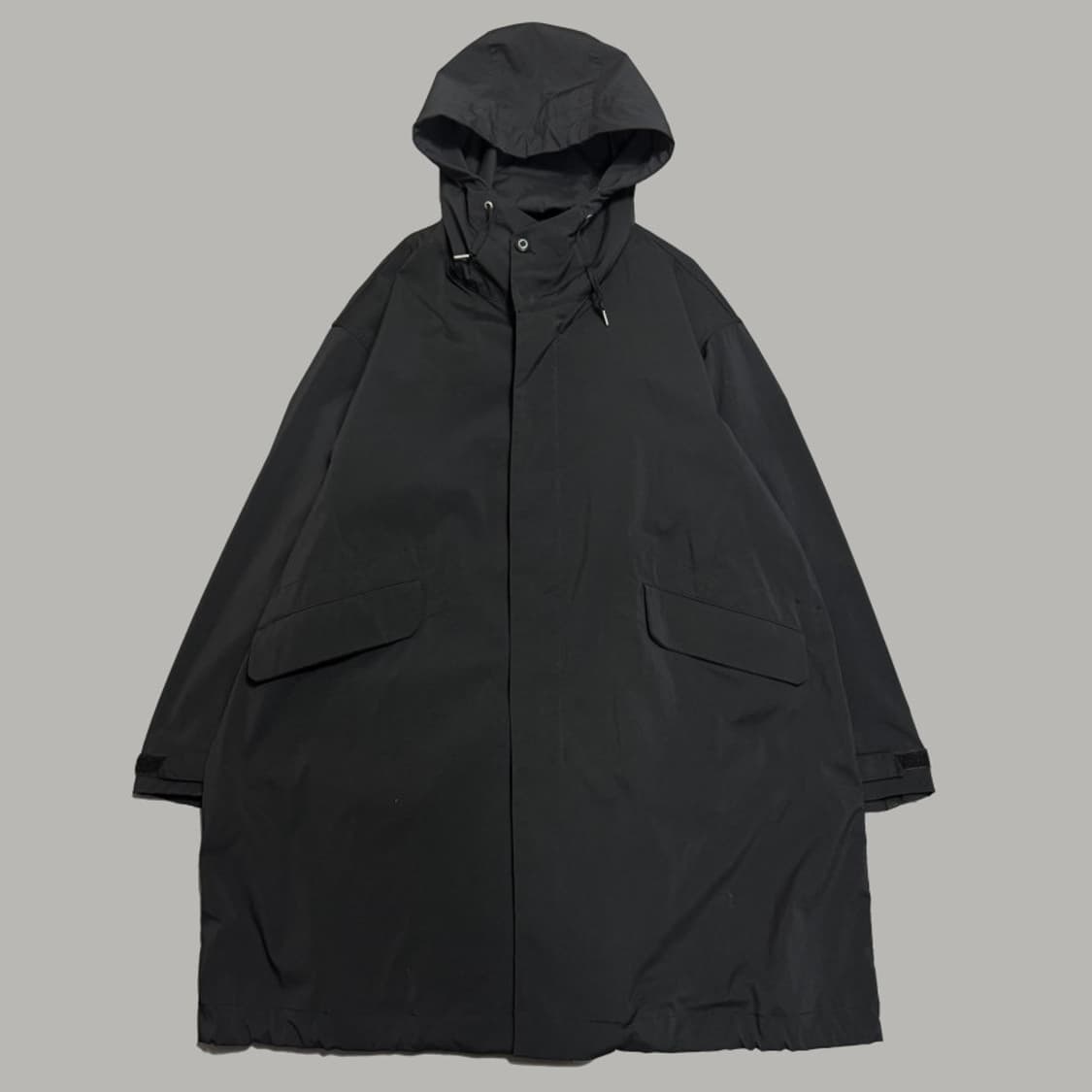 빔즈(BEAMS HEART) 블랙 나일론 폴리우레탄 혼방 후드 모즈 코트 상품이미지7