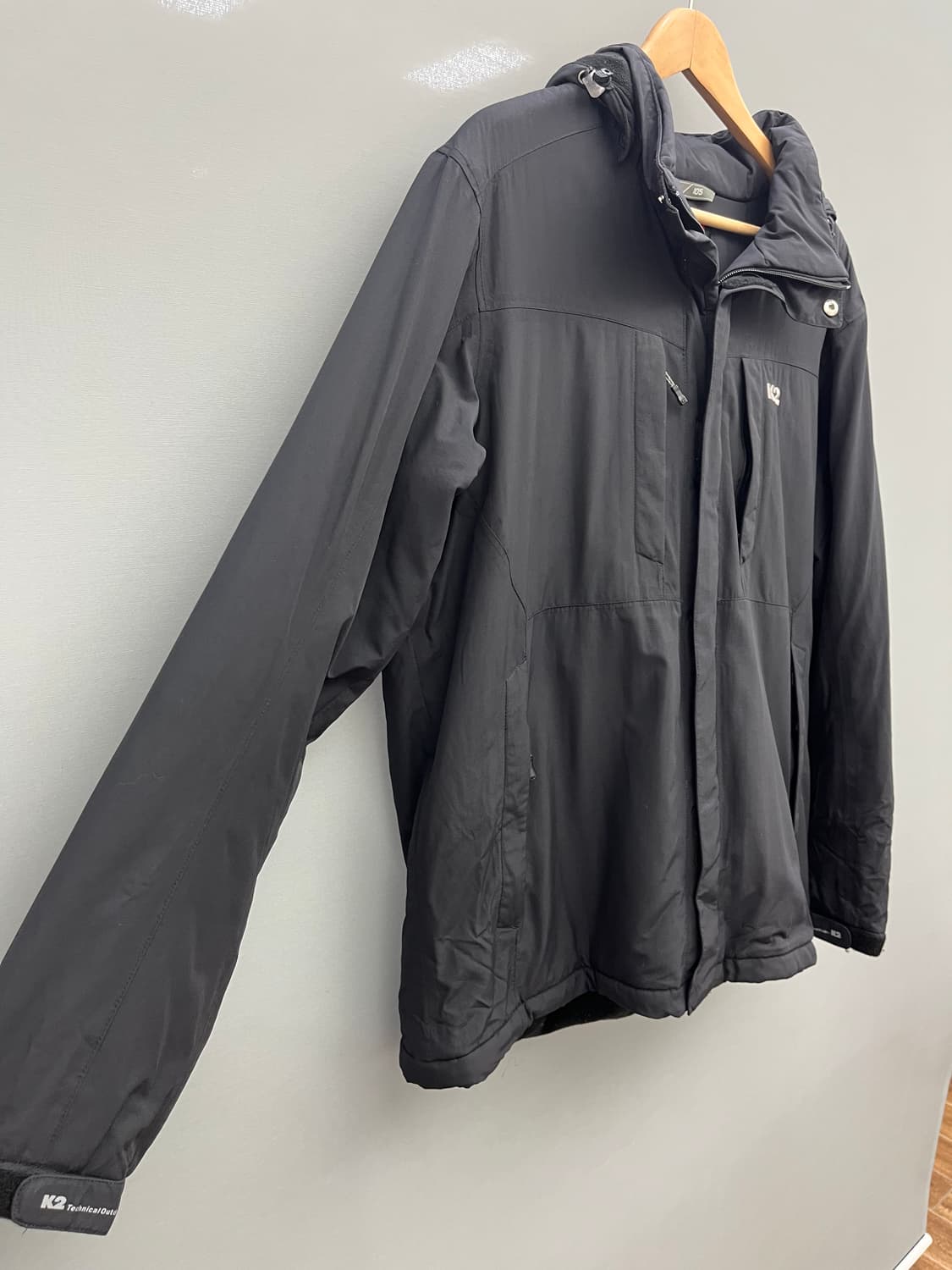 K2 검정색 후드 바람막이 기모 점퍼 상품이미지2