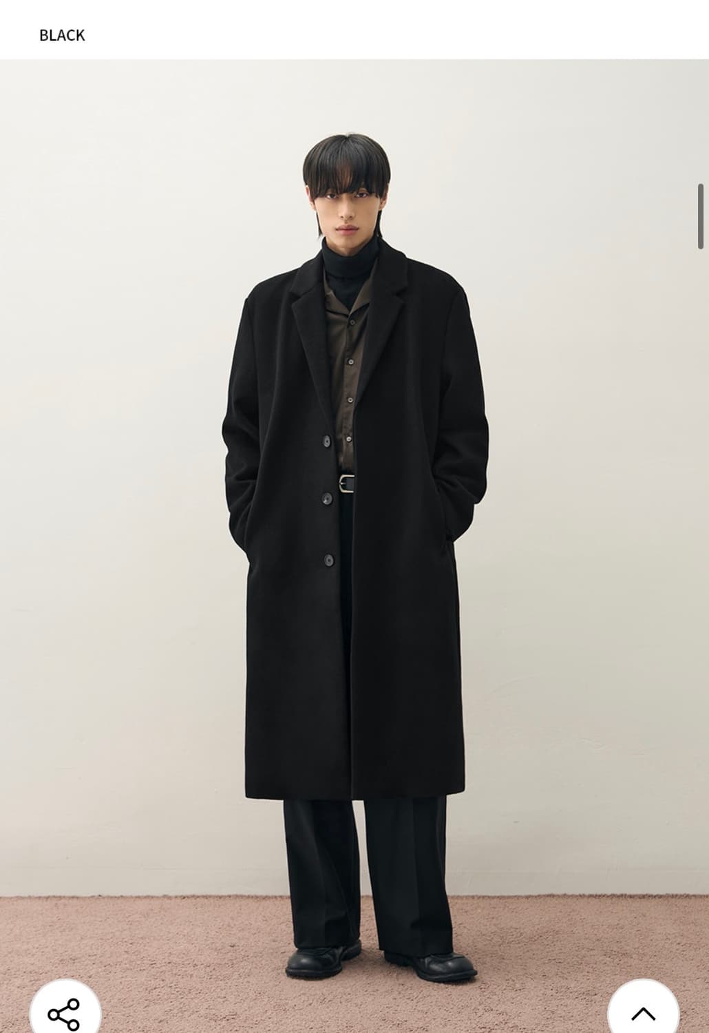 (새상품)(M) 드로우핏 프리미어 퓨어 캐시미어 히든 싱글 코트 블랙 상품이미지8