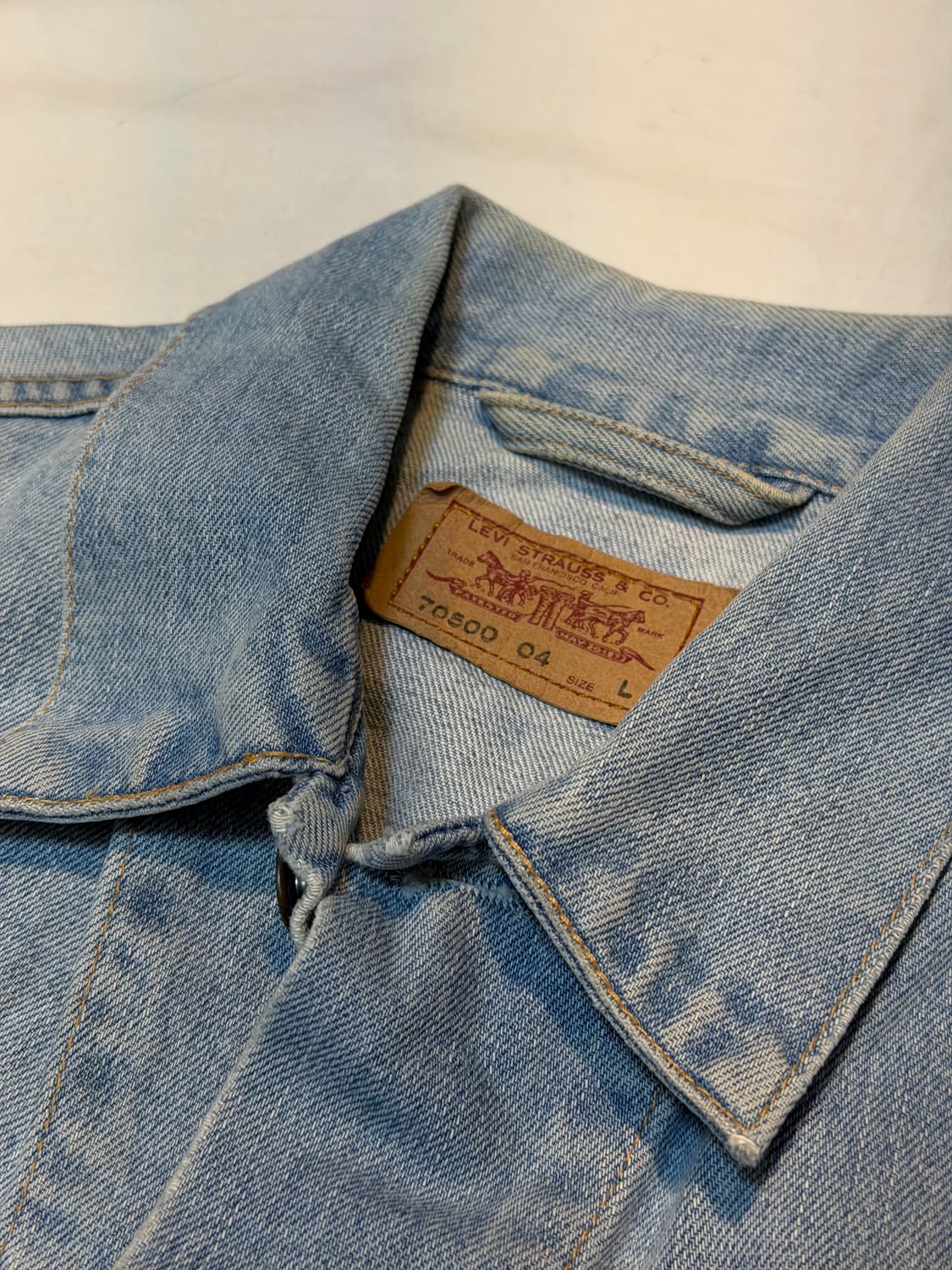 00s 리바이스 70500 유럽판 데님자켓 워시드 라이트블루 상품이미지4