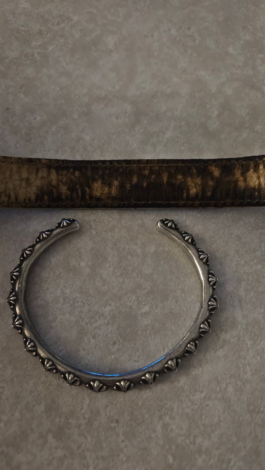 크롬하츠 3볼 로듐가죽팔찌 상품이미지3