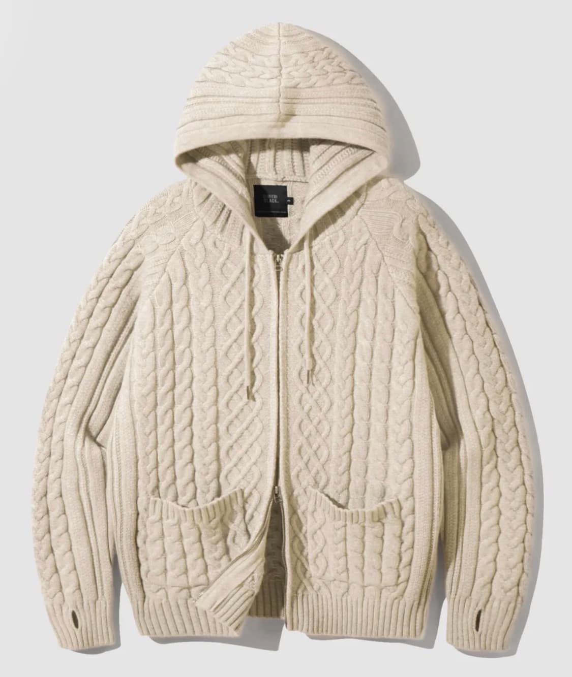 디미트리블랙 2WAY 헤비웨이트 케이블 니트 후드 집업 상품이미지1