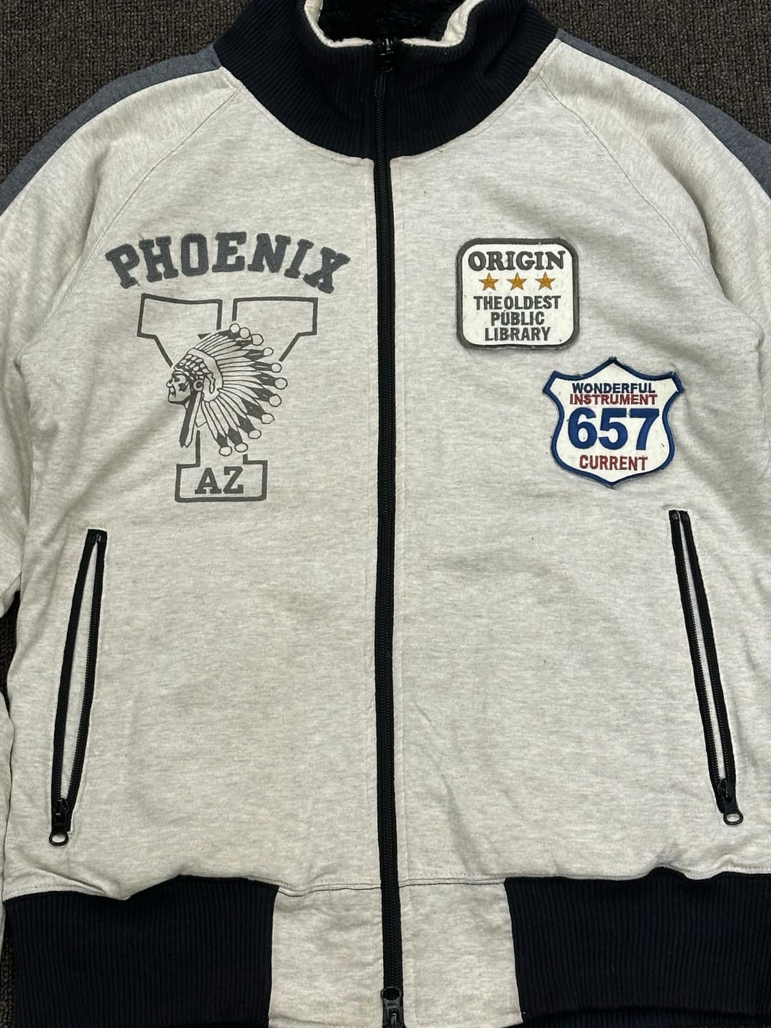 M)Japanese vintage 여성 패치 자수 플리스 집업 상품이미지3