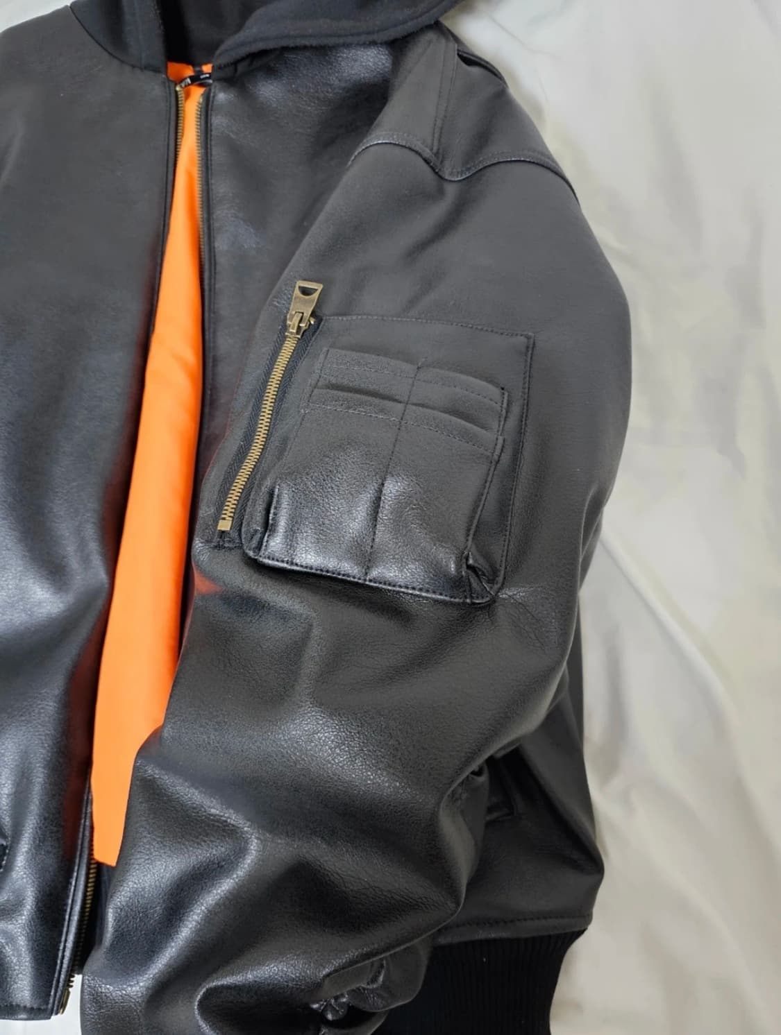 자라 빈티지 항공 가죽 자켓 블랙 상품이미지4