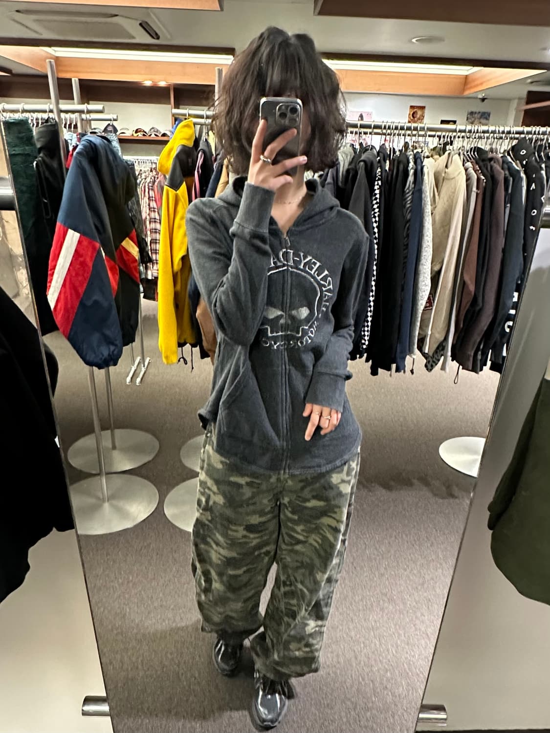 M)할리데이비슨 윌리 G 스컬 로고 후드집업 상품이미지2