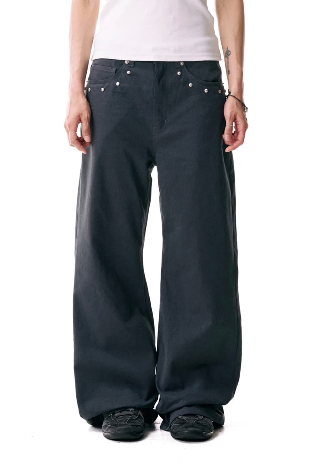 아캄 Multi Studded Cotton Pants gray 3사이즈 상품이미지1