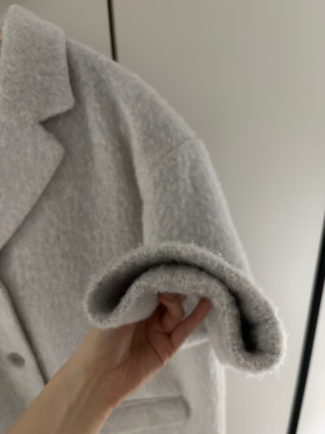 레터 테디 울코트재킷 라이트그레이 상품이미지3