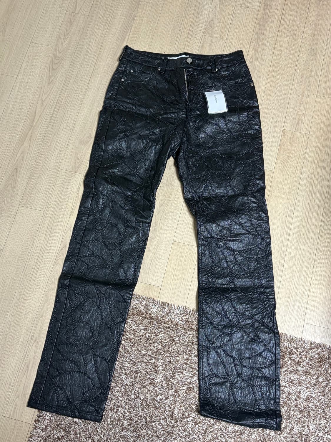 604service 레더 팬츠 블랙 상품이미지2