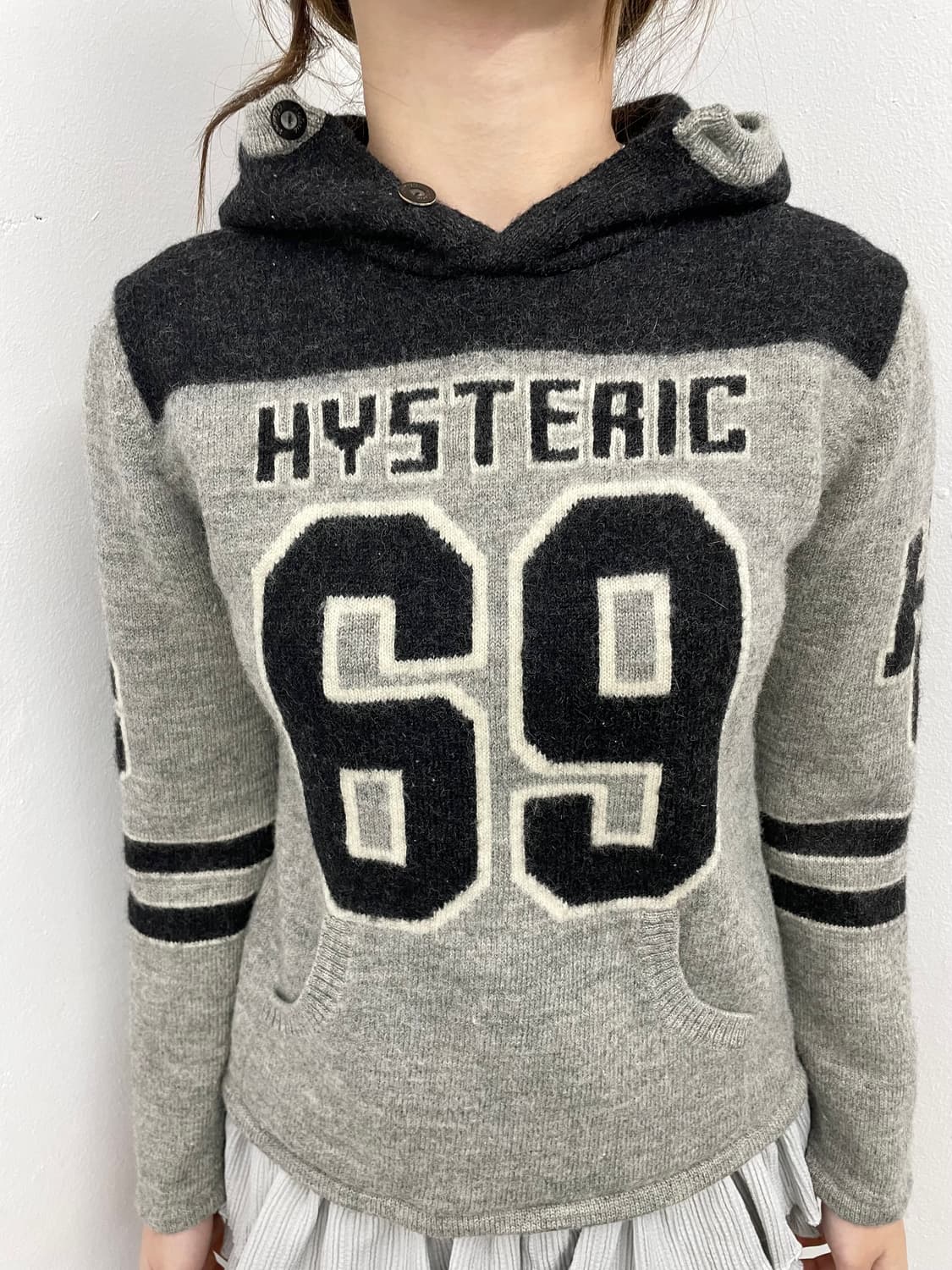 90s 히스테릭글래머 울 로고 버튼 니트 상품이미지4