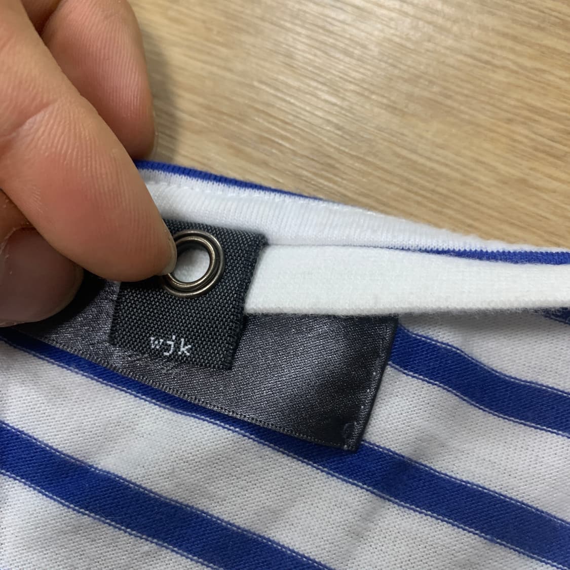 L/95) wjk 일본 하이엔드 입체패턴 스트라이프 머슬핏 반팔티 상품이미지4