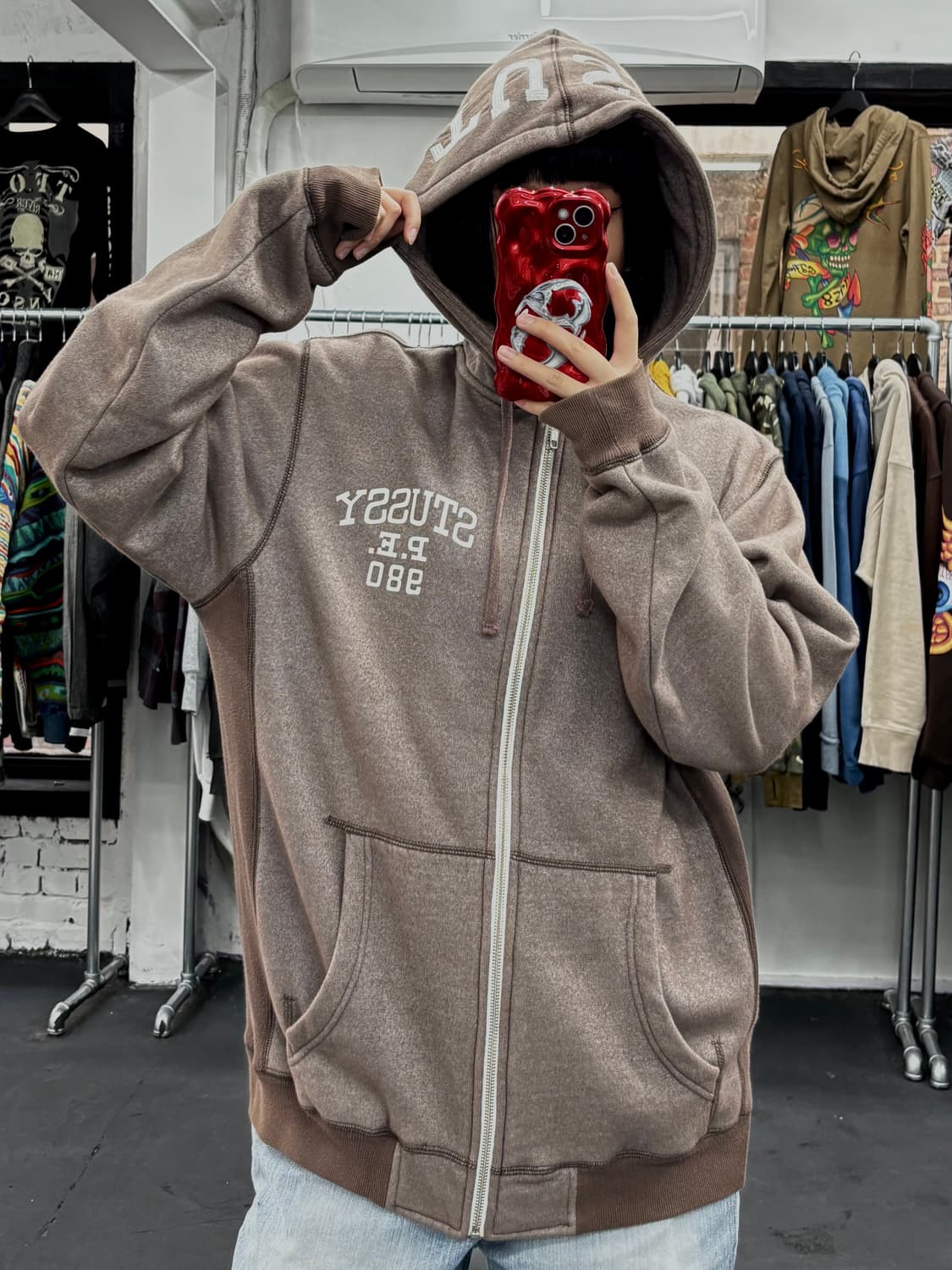 스투시 PE 980 브라운 후드집업 상품이미지2