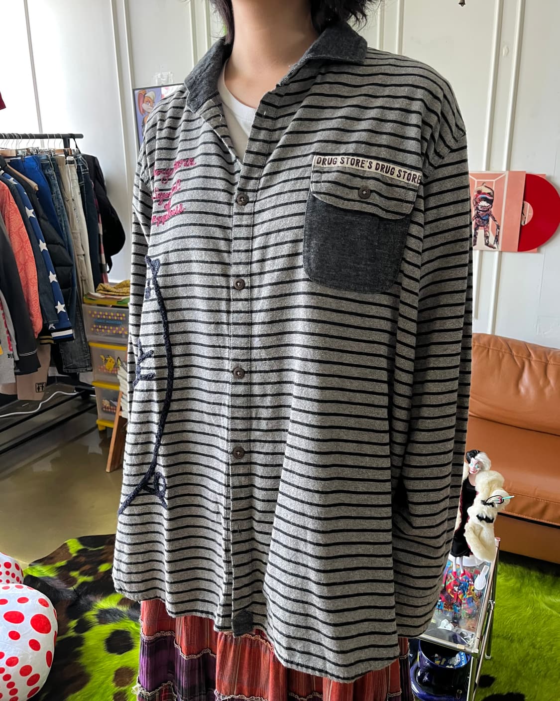DRUG STORE Japan Over-Sized Stripe Shirt 상품이미지3