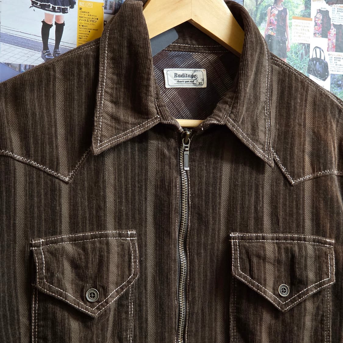 JPN 브라운 코듀로이 스트라이프 셔츠 집업 상품이미지3
